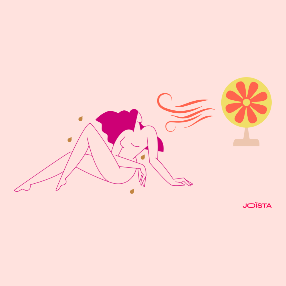 Schéma d'une femme face à une ventilateur