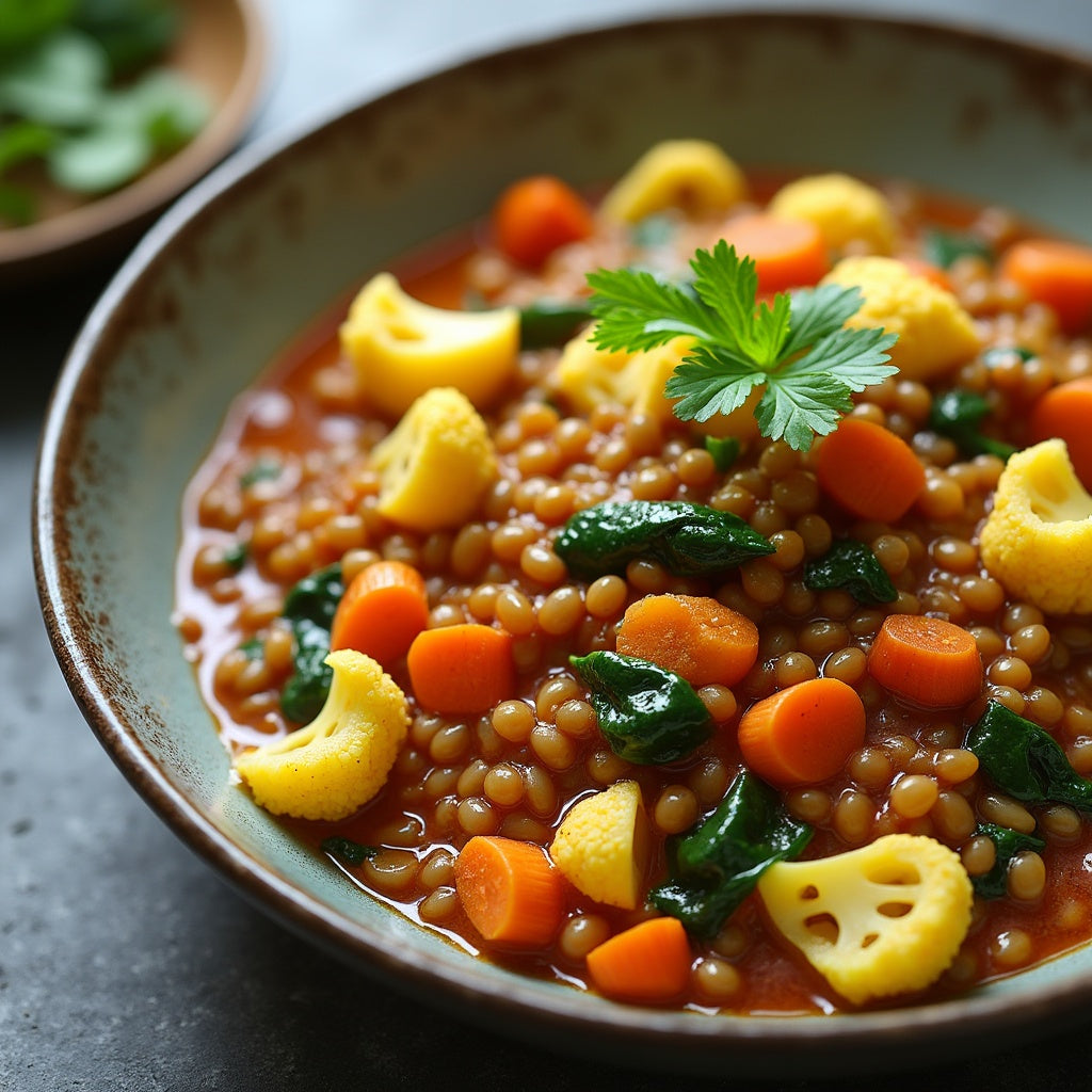 Curry de lentilles aux légumes de saison