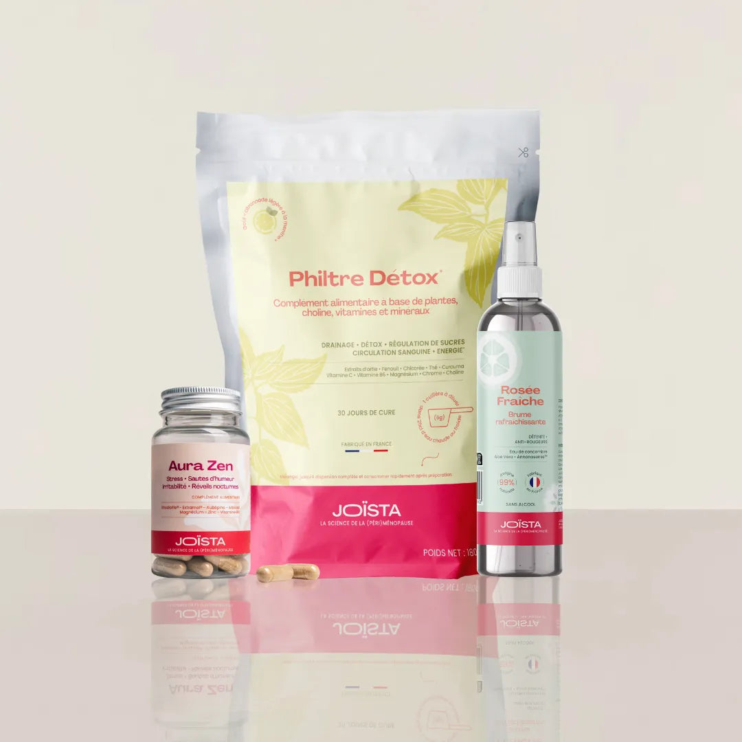 Pack bouffées de chaleur Joïsta, comprenant des compléments alimentaires naturel et neurocosmétique ménopause